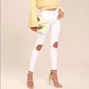 Free People busted white skinny jeans